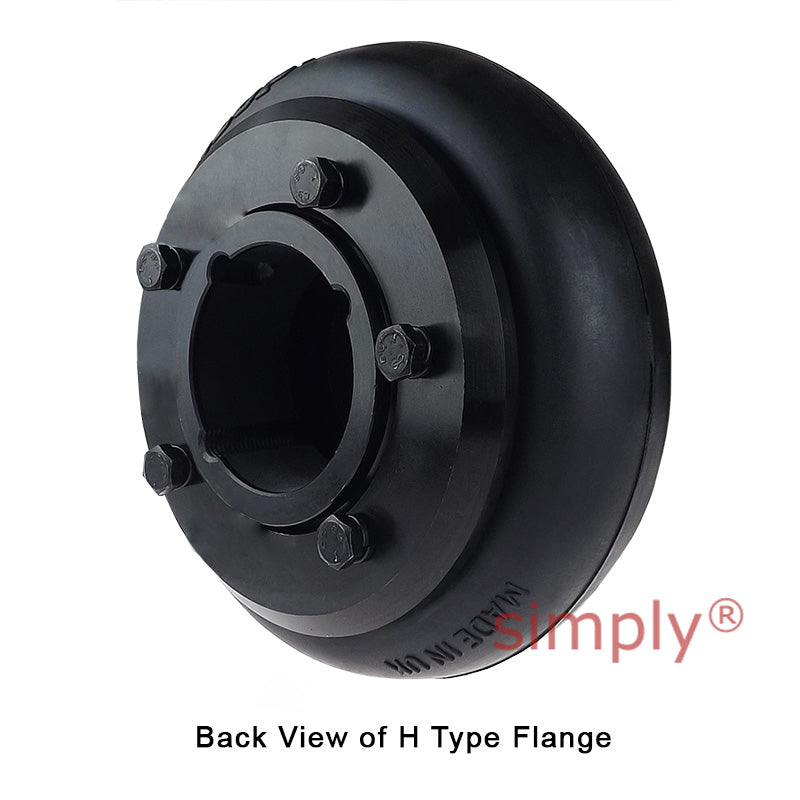 Major Branded F70H/F70B Outer Facing Taper Bore/Pilot Bored Tyre Drive Coupling Assembly with Fire Resistant Antistatic (F.R.A.S) Tyre