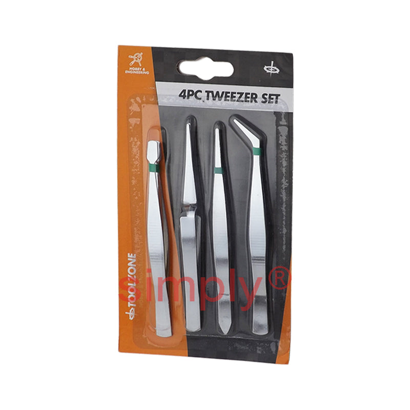 Toolzone 4pc Tweezer Set