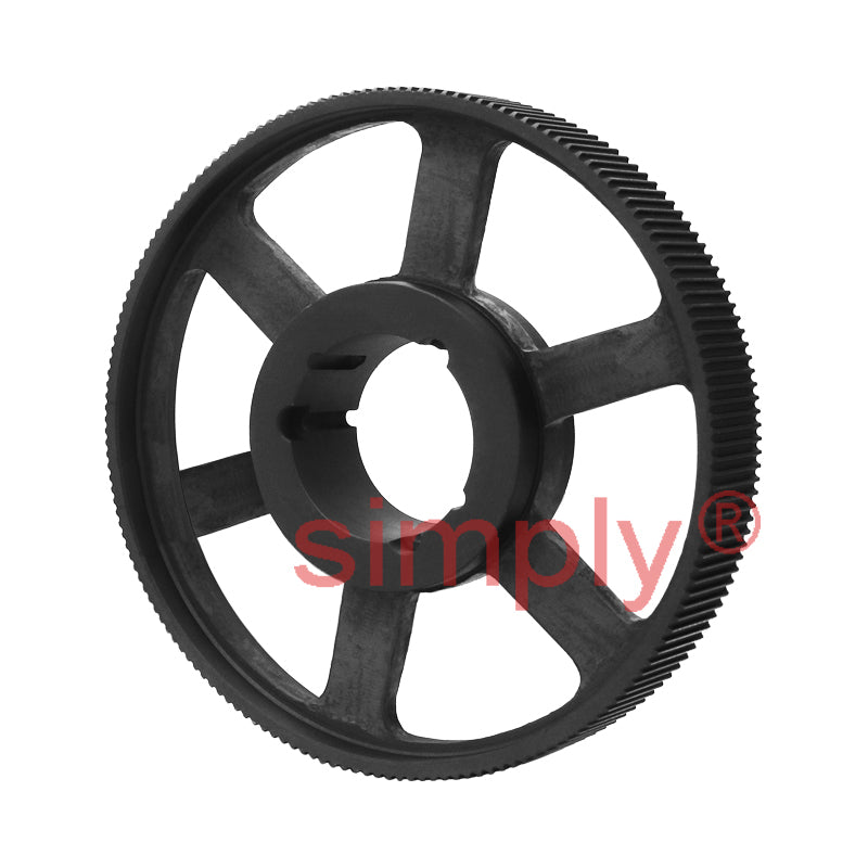 TL112-8M-50 - 8mm Pitch 112 Tooth Flangeless HTD Type Cast Iron Taper Bore Timing Pulley for 50mm Wide Belts
