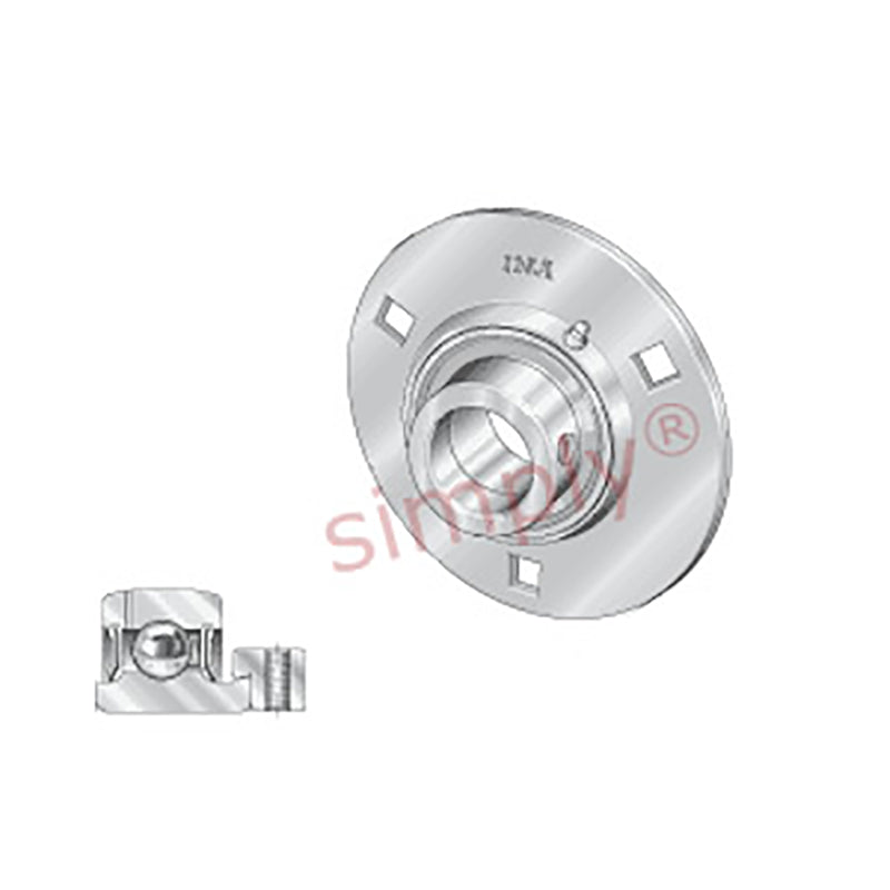 INA GRA20XL Three Bolt Sheet Steel Round Housing with Eccentric Collar Insert 20mm Bore