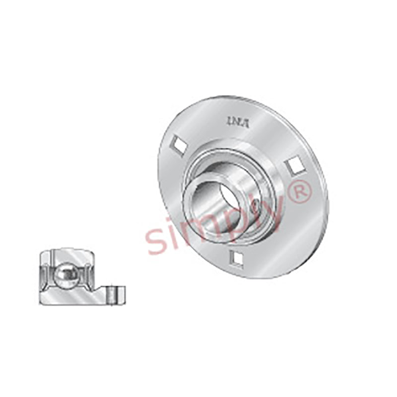 INA RAY20XL Three Bolt Sheet Steel Round Housing with Grub Screw Insert 20mm Bore