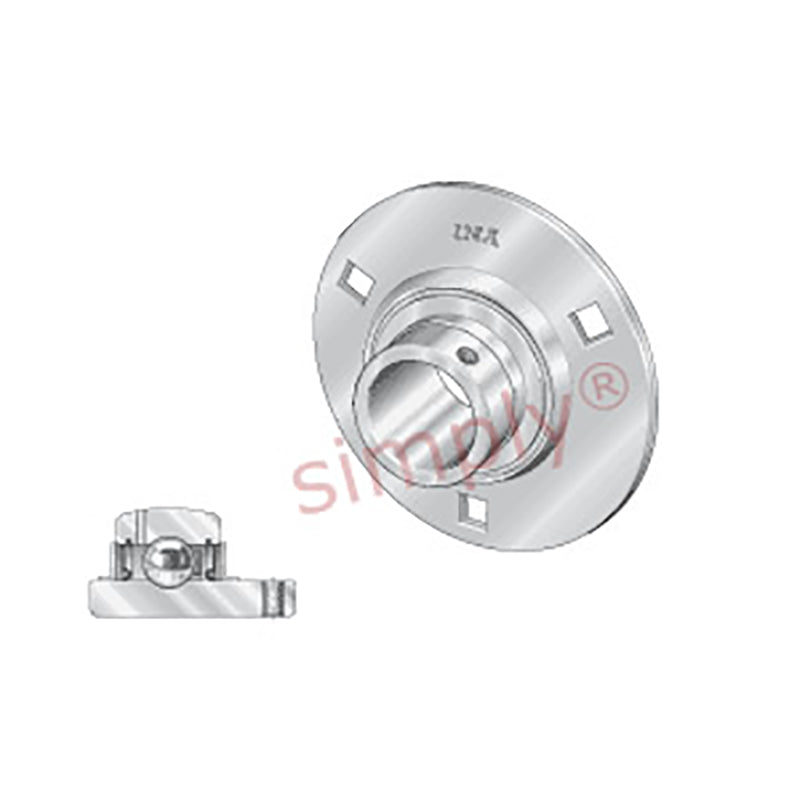 INA RAY30XL Three Bolt Sheet Steel Round Housing with Grub Screw Insert 30mm Bore