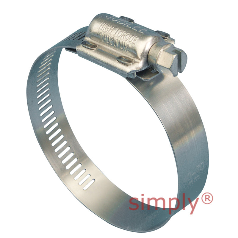HT050 304 Stainless Steel High Torque Jubilee Clip Adjustment Range 30mm-50mm Band Width 16mm