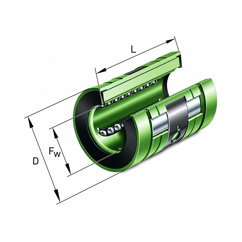 INA KNO25BPP Relubricatable Open Linear Ball Bushing with Contact Seals 25x40x58mm