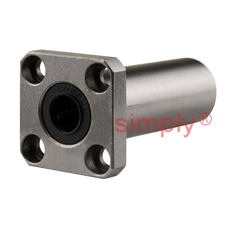 LMEK8LUU Long Square Flanged Linear Ball Bushing with Rubber Seals and Resin Retainer 8x16x46mm