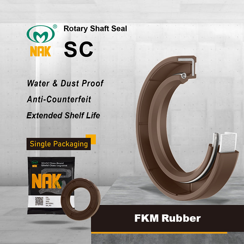 NAK 20x32x7mm FKM Rubber Double Lip Rotary Shaft Oil Seal with Garter Spring TC