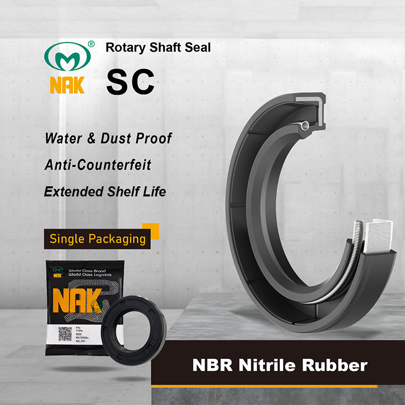 NAK 0.812x1.25x0.375 inch Nitrile Rubber Single Lip Rotary Shaft Oil Seal with Garter Spring SC