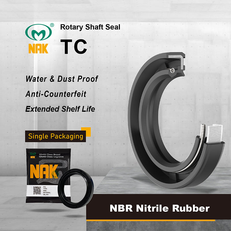 NAK 1.125x1.75x0.375 inch Nitrile Rubber Double Lip Rotary Shaft Oil Seal with Garter Spring TC
