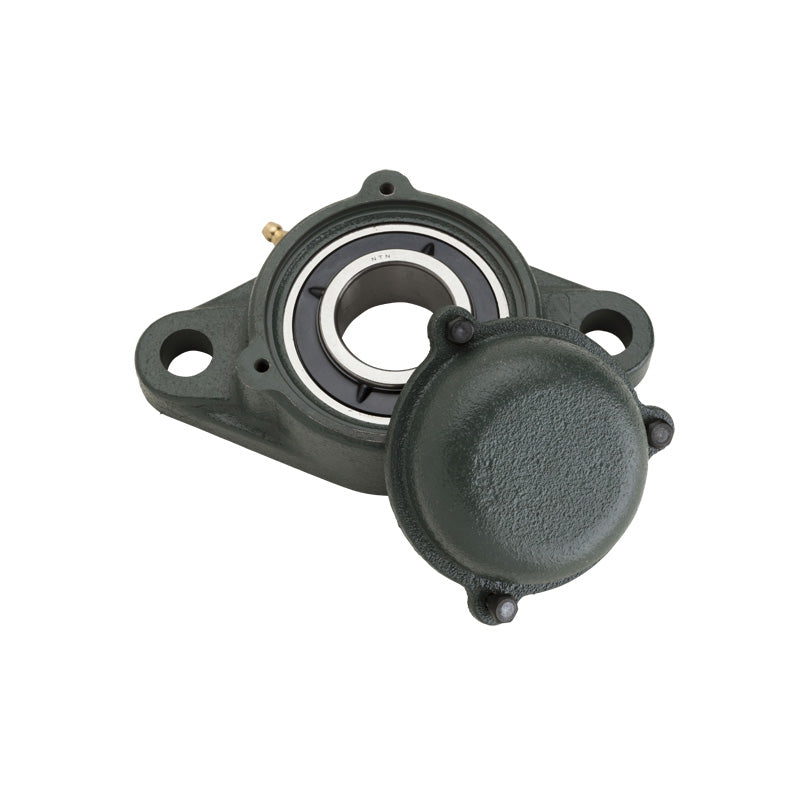 NTN CM-UKFL305D1/H2305X Metric Two Bolt Cast Iron Oval Housing with Cast Iron Cover - Closed Version - Insert and Adaptor Sleeve Fits 20mm Shaft - Allow 2-3 Days