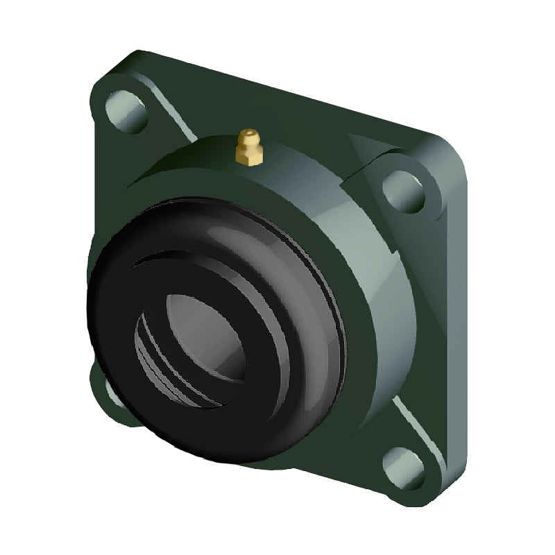 NTN M-S-UCF209-111D1 Imperial Four Bolt Square Cast Iron Flange Housing with 1-11/16 inch Bore Insert with Steel Plate Cover - Open Version - Allow 2-3 Days