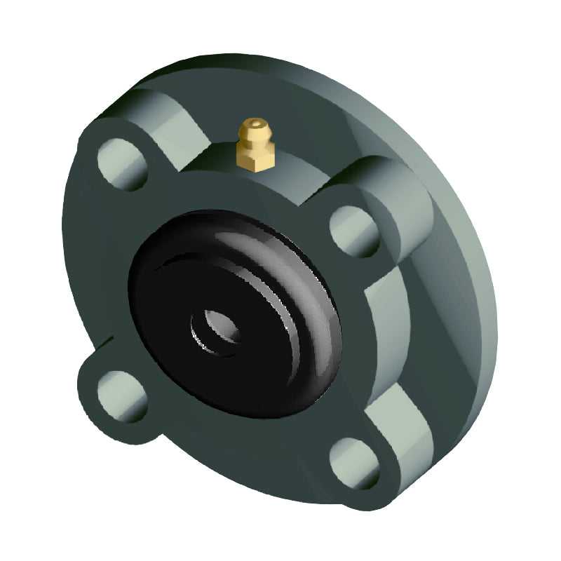 NTN M-S-UCFC202D1 Metric Four Bolt Cast Iron Round Flanged Housing with 15mm Insert with Steel Plate Cover - Open Version - Allow 2-3 Days