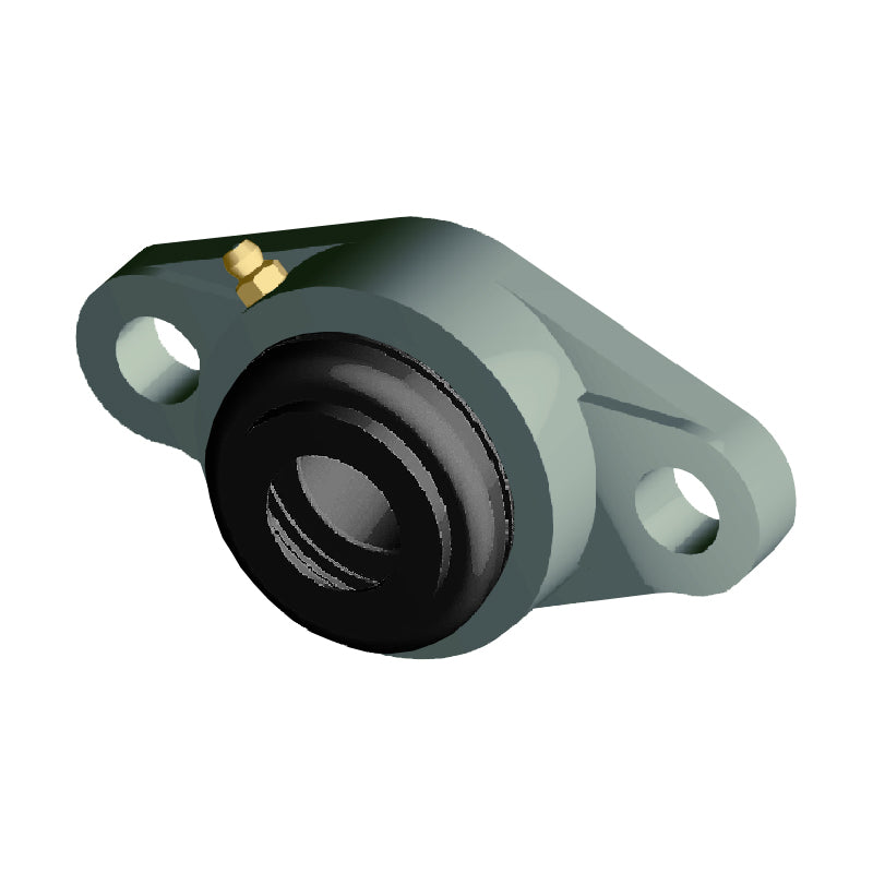 NTN S-UCFLX09-112D1 Imperial Two Bolt Oval Cast Iron Flange Housing with 1-3/4 inch Bore Insert with Steel Plate Cover - Open Version - Allow 2-3 Days