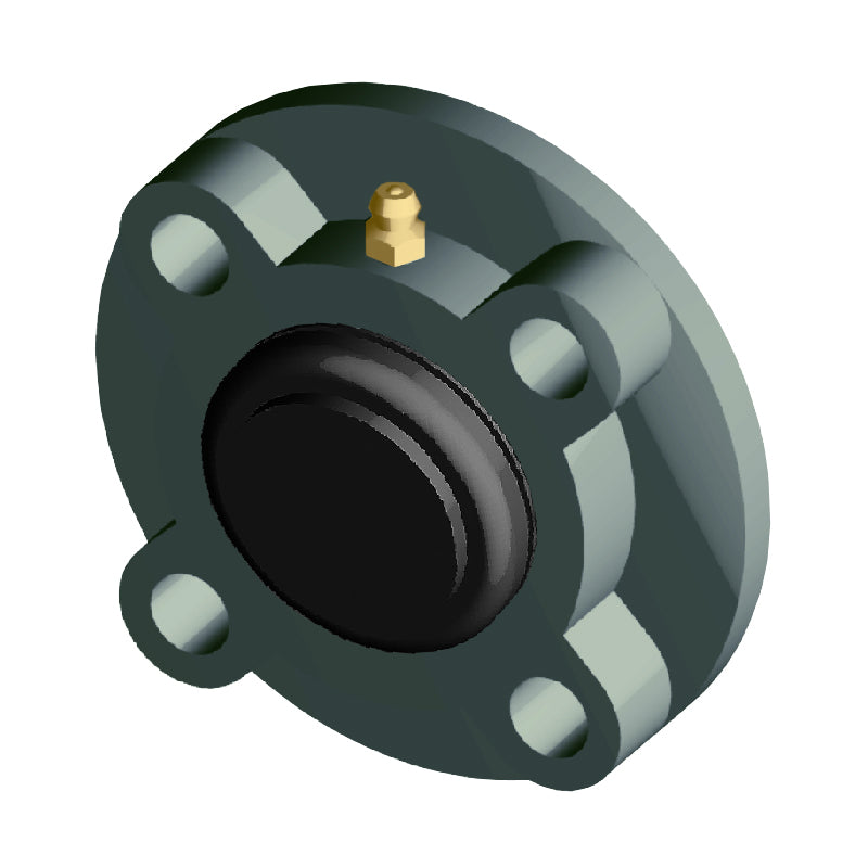 NTN SM-UCFC207D1 Metric Four Bolt Cast Iron Round Flanged Housing with 35mm Insert with Steel Plate Cover - Closed Version - Allow 2-3 Days
