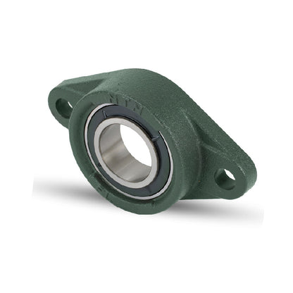 NTN UKFL319D1/HE2319X Imperial Two Bolt Cast Iron Oval Housing Insert and Adaptor Sleeve Fits 3-1/4 inch Shaft - Allow 2-3 Days