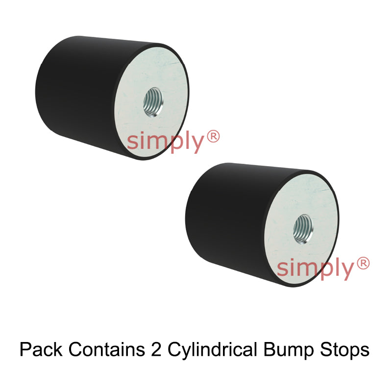 Pack of 2 High-Performance Female Rubber Cylindrical Bump Stop 15x20mm M4 Threads