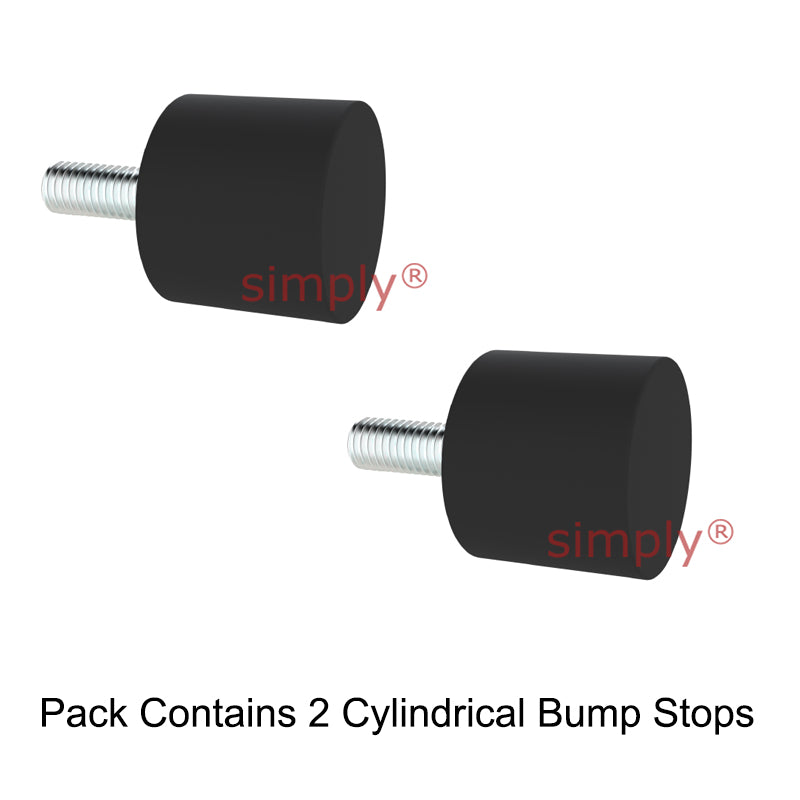 Pack of 2 High-Performance Stainless Steel Male Rubber Cylindrical Bump Stop 20x20mm M6 Threads