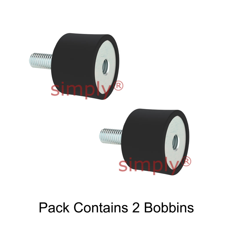 Pack of 2 High-Performance Male/Female Anti-Vibration Bobbin 25x15mm M8 Threads