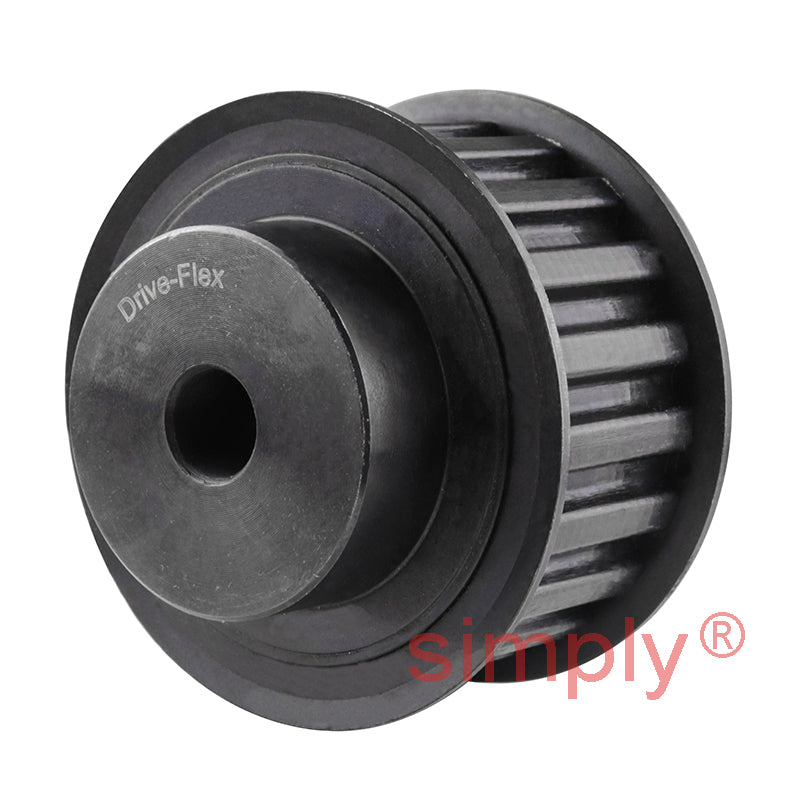 P28-XL-037FST - 1/5 inch Pitch 28 Tooth Flanged Pilot Bore Steel Timing Pulley for 3/8 inch Wide Belt
