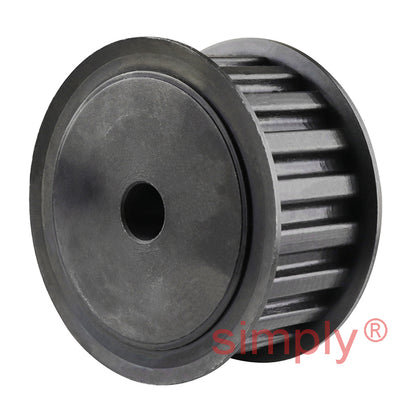 P21-L-100F - 3/8 inch Pitch 21 Tooth Flanged Pilot Bored Steel Timing Pulley for 1 inch Wide Belts