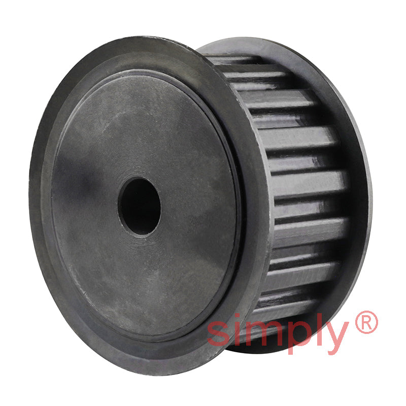 P33-H-075F - 1/2 inch Pitch 33 Tooth Flanged Pilot Bored Steel Timing Pulley for 3/4 inch Wide Belts
