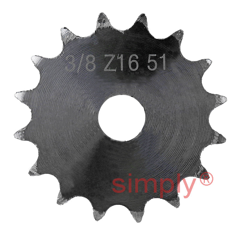 16 Tooth 06B Duplex Pilot Bore Sprocket for 3/8 inch Pitch Chain