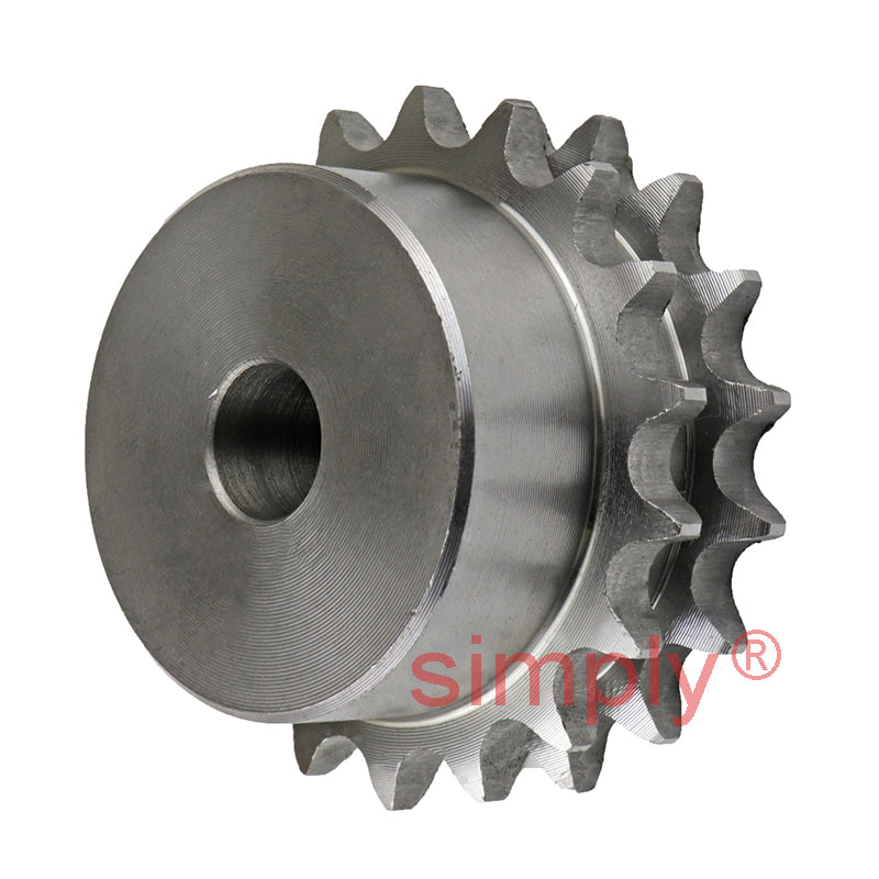 18 Tooth 06B Duplex Pilot Bore Sprocket for 3/8 inch Pitch Chain