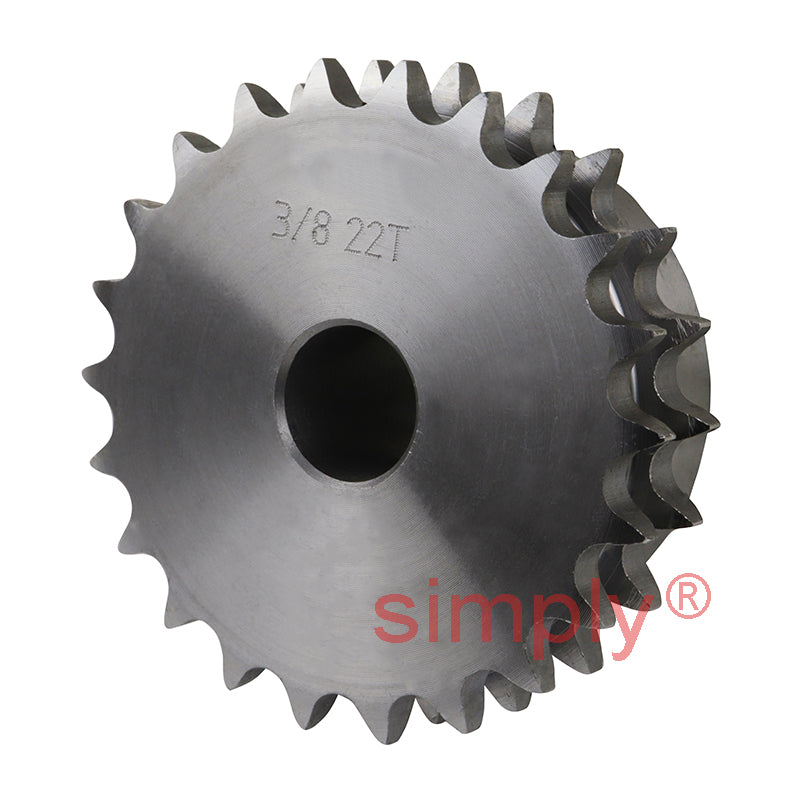 22 Tooth 06B Duplex Pilot Bore Sprocket for 3/8 inch Pitch Chain