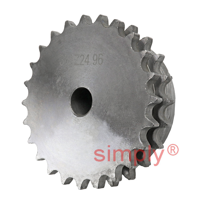 24 Tooth 06B Duplex Pilot Bore Sprocket for 3/8 inch Pitch Chain