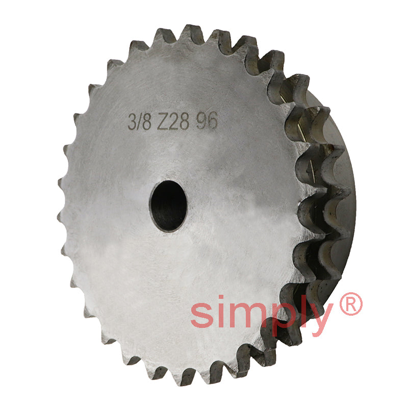 28 Tooth 06B Duplex Pilot Bore Sprocket for 3/8 inch Pitch Chain