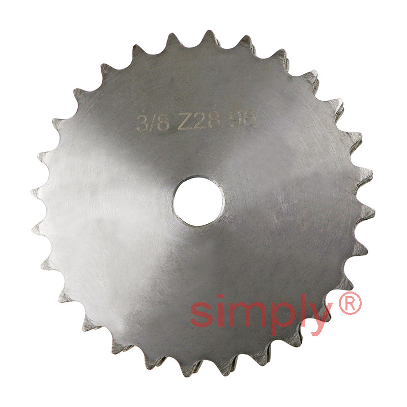 28 Tooth 06B Duplex Pilot Bore Sprocket for 3/8 inch Pitch Chain