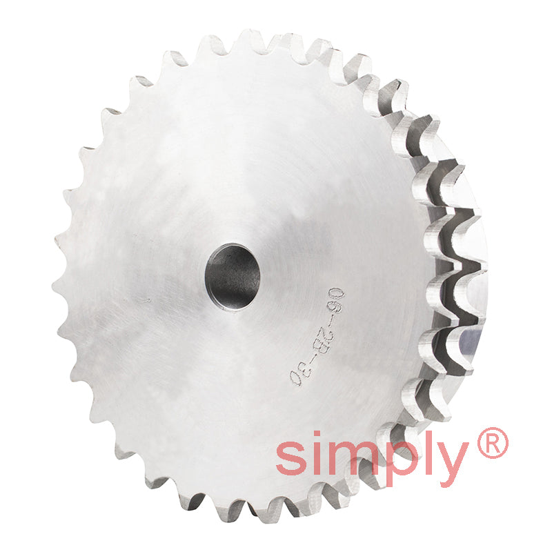 30 Tooth 06B Duplex Pilot Bore Sprocket for 3/8 inch Pitch Chain