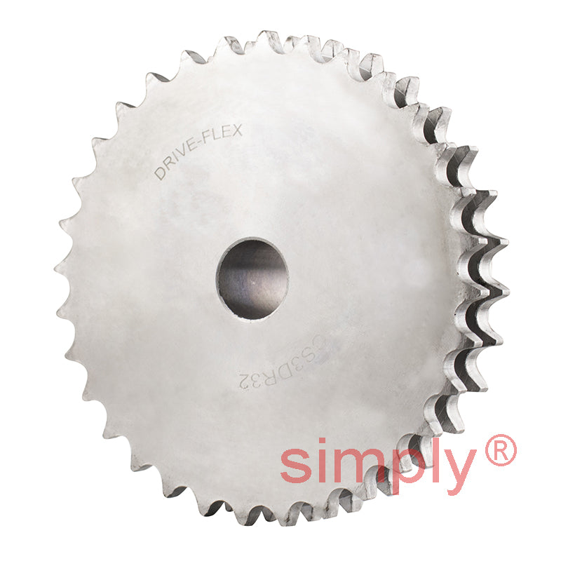 32 Tooth 06B Duplex Pilot Bore Sprocket for 3/8 inch Pitch Chain