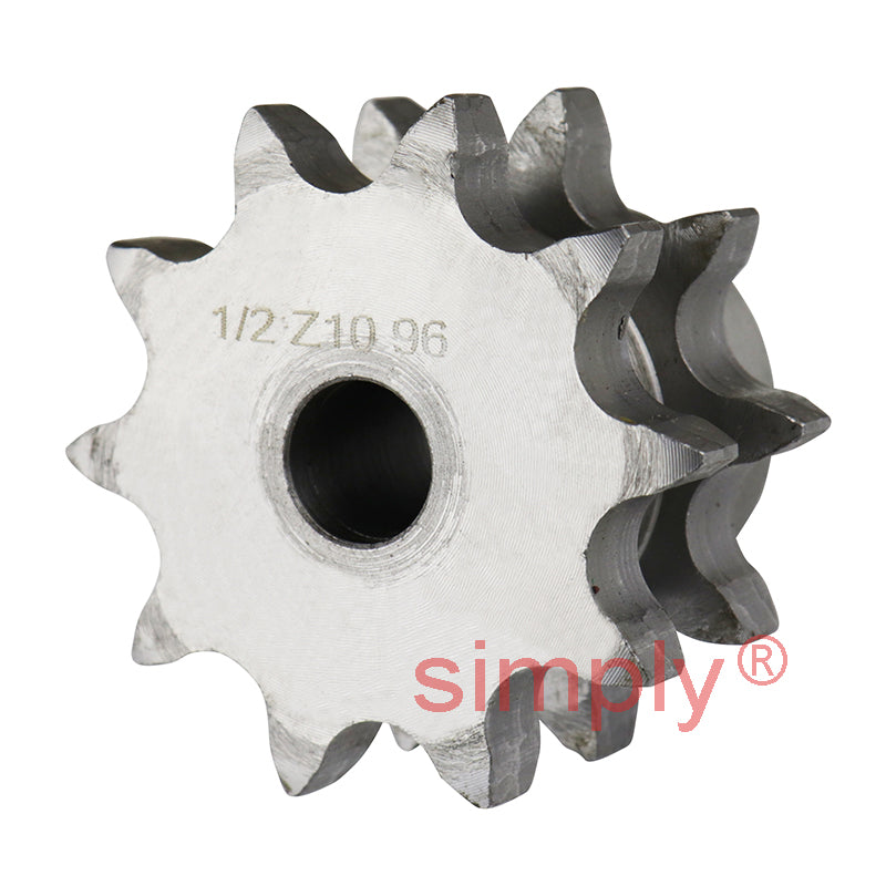 10 Tooth 08B Duplex Pilot Bore Sprocket for 1/2 inch Pitch Chain