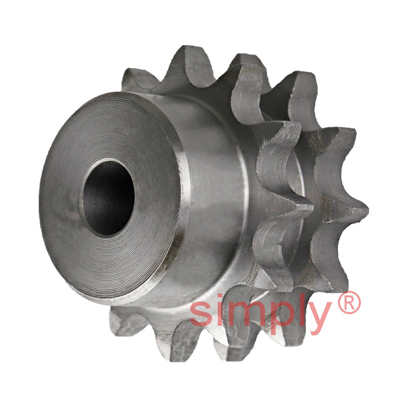 12 Tooth 08B Duplex Pilot Bore Sprocket for 1/2 inch Pitch Chain