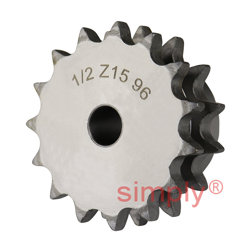 15 Tooth 08B Duplex Pilot Bore Sprocket for 1/2 inch Pitch Chain