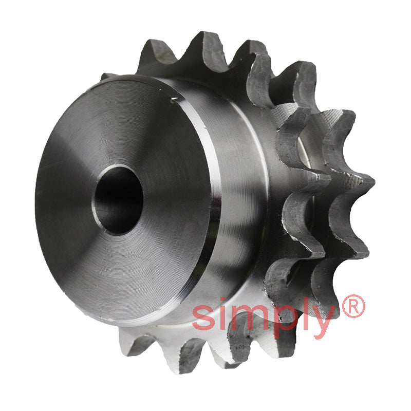 15 Tooth 08B Duplex Pilot Bore Sprocket for 1/2 inch Pitch Chain