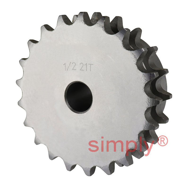 21 Tooth 08B Duplex Pilot Bore Sprocket for 1/2 inch Pitch Chain