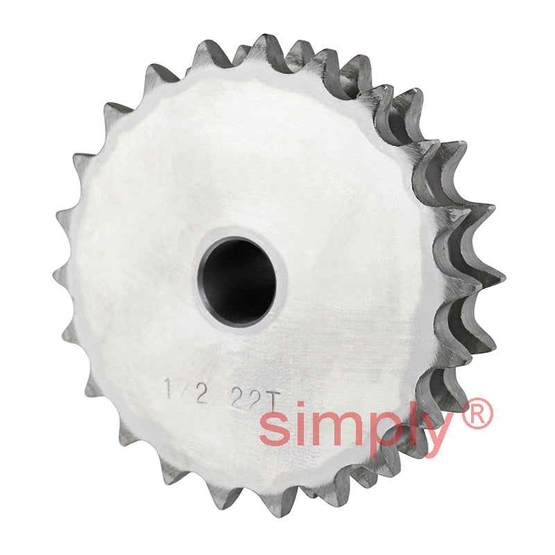 22 Tooth 08B Duplex Pilot Bore Sprocket for 1/2 inch Pitch Chain