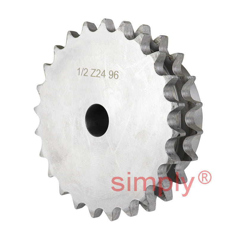 24 Tooth 08B Duplex Pilot Bore Sprocket for 1/2 inch Pitch Chain