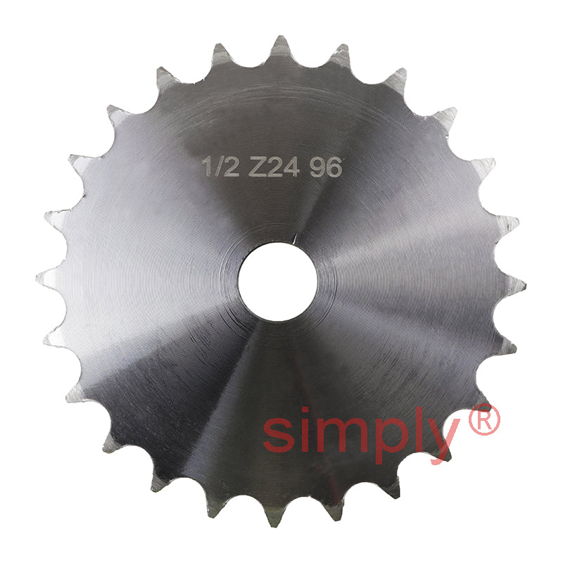 24 Tooth 08B Duplex Pilot Bore Sprocket for 1/2 inch Pitch Chain