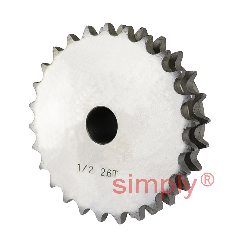 26 Tooth 08B Duplex Pilot Bore Sprocket for 1/2 inch Pitch Chain