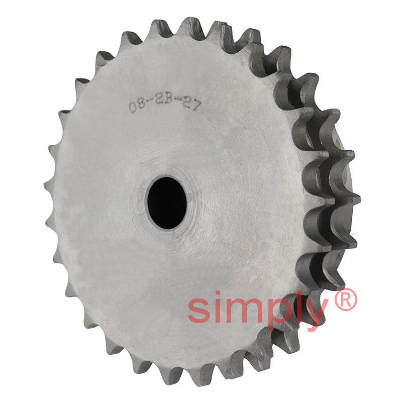27 Tooth 08B Duplex Pilot Bore Sprocket for 1/2 inch Pitch Chain