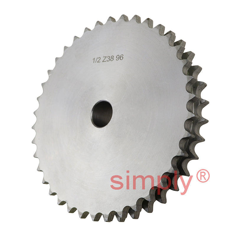 38 Tooth 08B Duplex Pilot Bore Sprocket for 1/2 inch Pitch Chain
