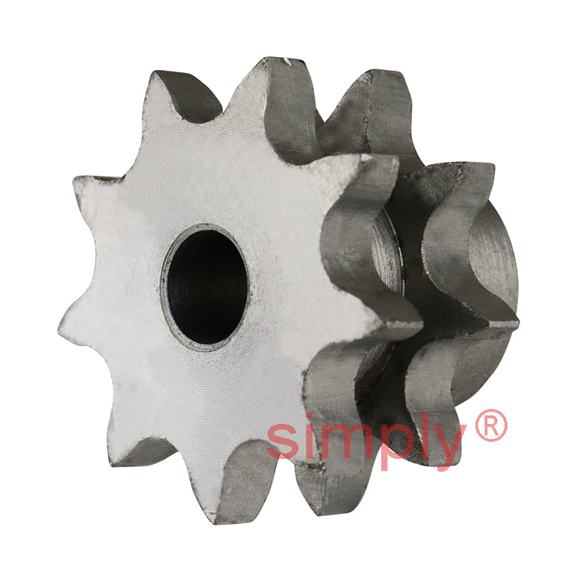 9 Tooth 08B Duplex Pilot Bore Sprocket for 1/2 inch Pitch Chain