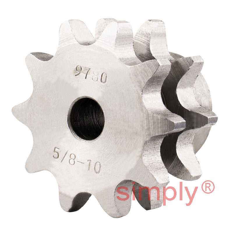 10 Tooth 10B Duplex Pilot Bore Sprocket for 5/8 inch Pitch Chain