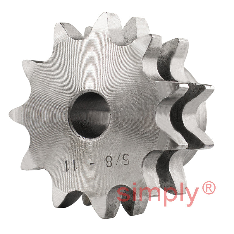 11 Tooth 10B Duplex Pilot Bore Sprocket for 5/8 inch Pitch Chain