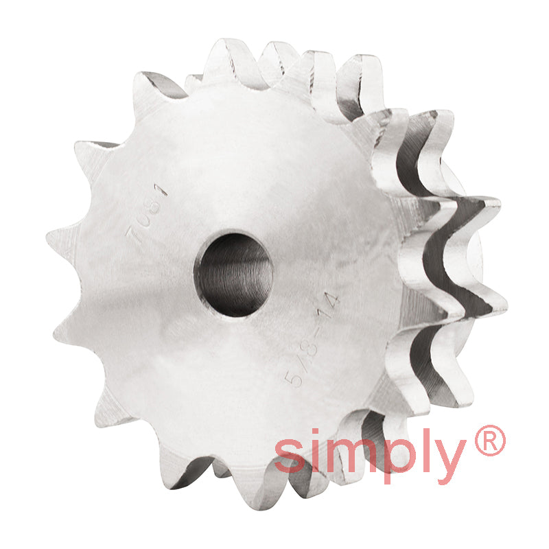 14 Tooth 10B Duplex Pilot Bore Sprocket for 5/8 inch Pitch Chain