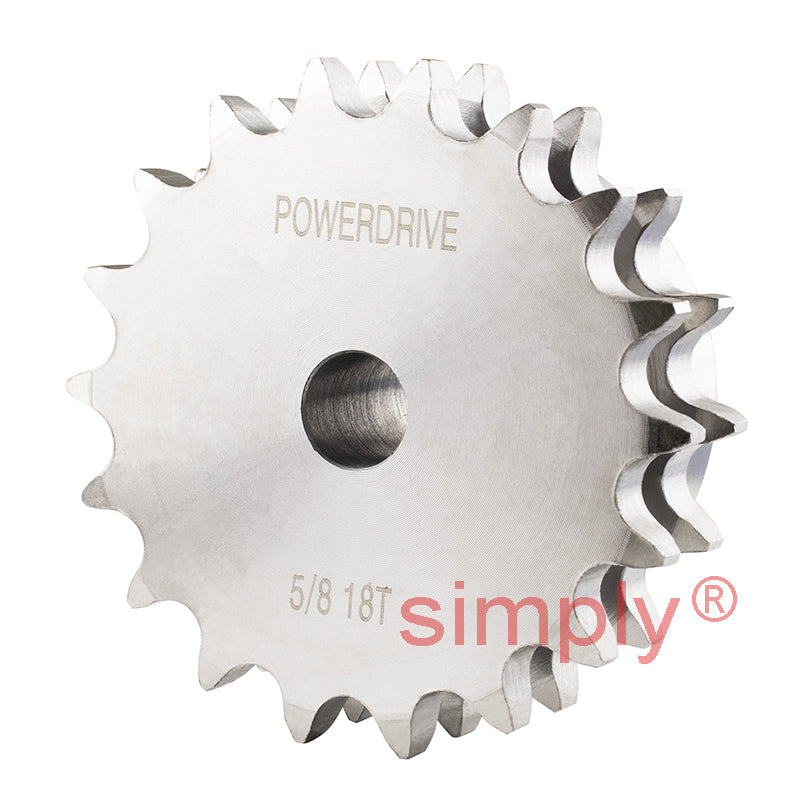 18 Tooth 10B Duplex Pilot Bore Sprocket for 5/8 inch Pitch Chain