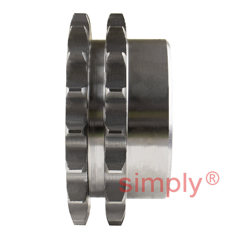 18 Tooth 10B Duplex Pilot Bore Sprocket for 5/8 inch Pitch Chain