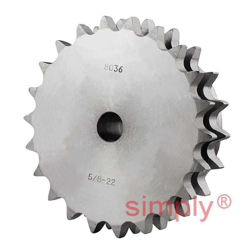 22 Tooth 10B Duplex Pilot Bore Sprocket for 5/8 inch Pitch Chain